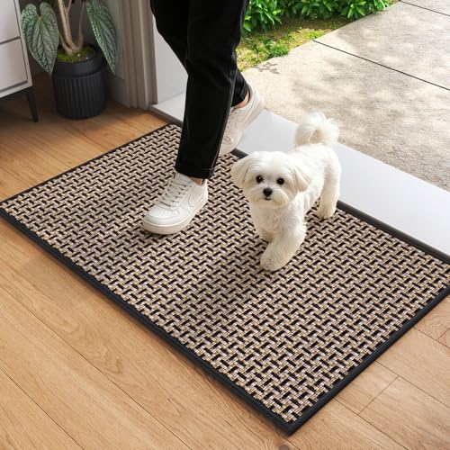 YDKGL Door Mat 17"x30", Dirt Resistant and Absorbent, Non-Slip Rubber Backing Floor Mats, Easy Clean Low-Profile Doormat for Entryway, Front Door, Inside Entrance, Black - color: A- Black, size: 17"x30"