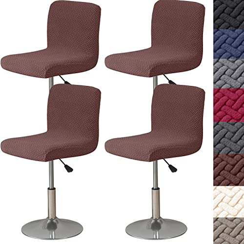 HFCNMY Bar Stool Covers with Backs,4 Pack Stretch Bar Stool Chair Covers,Jacquard Bar Stool Covers,Washable Bar Chair Covers Swivel Barstool Covers Slipcovers with Back for Low Short Back Chair,Coffee - color: Coffee