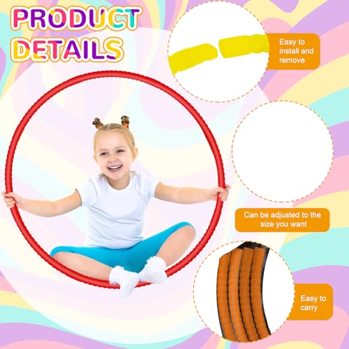 Sratte 12 Pcs Toy Hoop for Kid Detachable Adjustable Toy Hoop Colored Exercise Ring Plastic Circle for Kid Teen Gymnastics Equipment Require Self Assembly(28 Inch,Warm Colors) - color: Warm Colors, size: 28 Inch