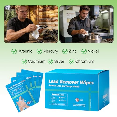50Pcs Lead Removal Wipes for Shooting Heavy Metal Cleaning Tissues Cloths for Removing Lead Dirt Oil Individual Foil Package Gift Essential for Shooting Construction Factory Use