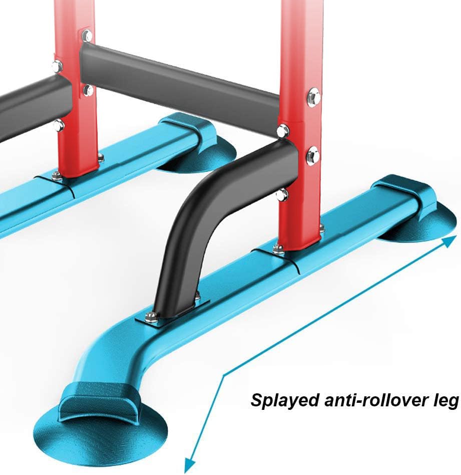 SogesHome Power Tower Pull Up Bar and Dip Station, Height Adjustable Dip Stand Exercise Machine for Home Gym, Multi-Functional Free Standing Strength Training Fitness Workout Station - color: Red
