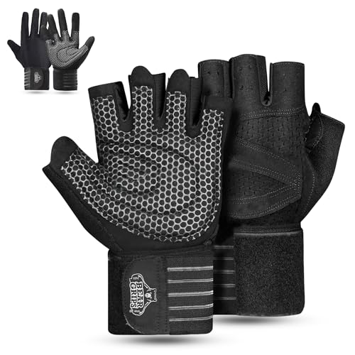 Bear Grips Weight Lifting Gloves for Men & Women | Half Finger Lifting Gloves | Full Finger Workout Gloves for Men | No Finger Exercise Gloves l Compression Weightlifting Gloves | Gym Gloves for Men - color: Armor Black-Half Finger, size: Small