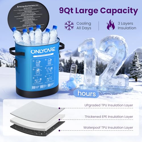 ONLYCARE Cold Therapy Machine, Ice Machine for Knee After Surgery, Blue | Portable Ice Therapy Machine, Compression Pad for Ankle, Arm Joints, Sports Injuries, Cryotherapy Pain Relief, Bright Blue - color: Blue