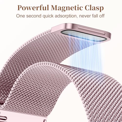 Getino Magnetic Metal Strap Compatible with Galaxy Watch 7 Band, Galaxy Watch 6 Classic Band FE 5 Pro 4 Active 2, 20mm Milanese Floral Dressy Wristband for Samsung Watch Bands Women 40mm 44mm 45mm - color: Rose Pink