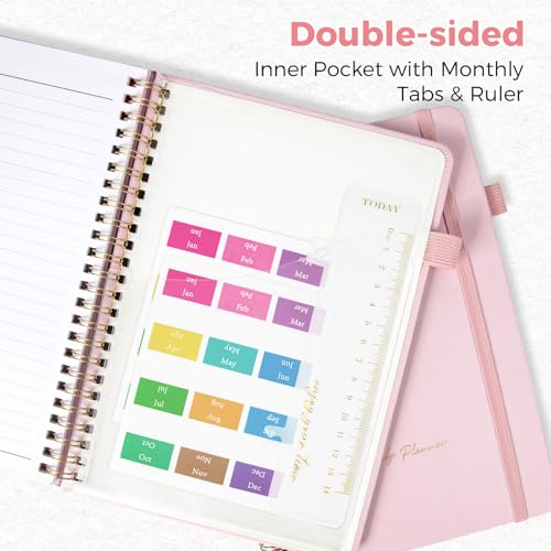 Oucaru Undated Daily Planner, 8.5"x11", A4 Size Spiral Notebook with Hourly Schedule, To Do List, Priorities, and Notes for Productivity - Easily Organize Your Tasks, Appointments & Goals for Women - size: A4-Pink, style: Daily Planner