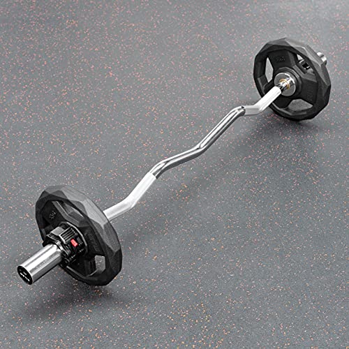 METIS EZ Curl Bar - Tricep Bar for Arm Weights Exercises | Weight Bars For Lifting | Bicep Curl Bar | Strength Training Equipment | EZ Weight Bar - style: + 11lb Weight Plates [Pair]