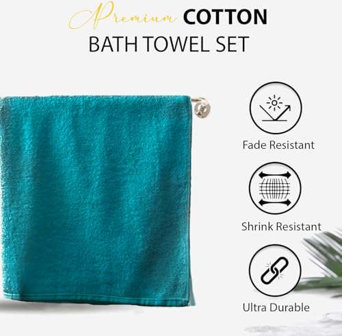KAHAF COLLECTION 100% Cotton Bath Towels, 24x48 Pack of 6 Towels, Quick Dry, Highly Absorbent, Soft Feel Towel, Gym, Spa, Bathroom, Shower, Pool, Luxury Soft Towels (Teal, KC-2448-6-TEAL) - color: Teal, size: 24x48 - 6 Pack