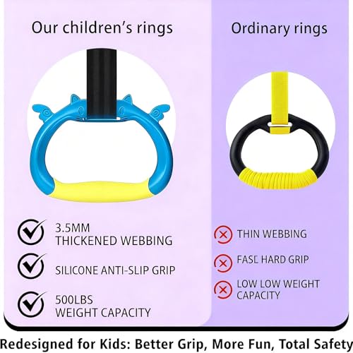 New Professional Gymnastic Rings,Both for Adults and Kids,Support 550 LBS,Home Fitness Equipment,Indoor and Outdoor Pull-up Bar for Stretching and Height Increase,with Adjustable Straps - color: Yellow