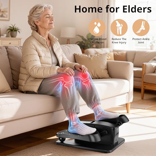 MOMODA Under Desk Elliptical Machine, 2 in 1 Electric Seated Pedal Exerciser with 12 Adjustable for Senior & Home & Office, Forward & Reverse, Manual & Auto - size: Large