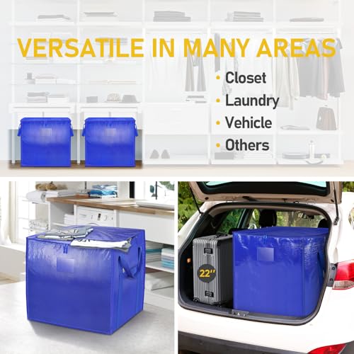 TICONN 2 Pack Extra Large Moving Bags with Zippers & Carrying Handles, Heavy-Duty Storage Tote Moving Boxes for Space Saving (2 PK, 60 Gallon) - color: Blue-60 Gallon, size: 2 Pack