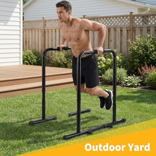 NEWBULIG Dip Bar Station, Adjustable Parallel Parallettes Bar with Soft High-Density Foam Handles, Heavy Duty Dip Stands Workout Equipment for Home, Gym, Patio, Office - color: Classic Black