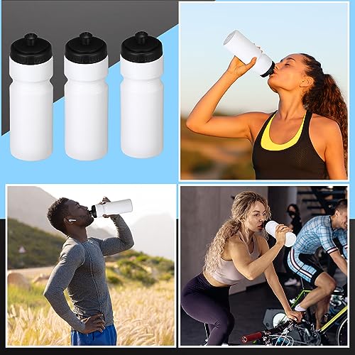 Sunnyray 10 Pcs Squeeze Sports Water Bottle 23 oz Reusable Blank Plastic Sports Water Bottle with Pull Top Cap for Adults Fitness Bike, Dishwasher Safe(White) - color: White