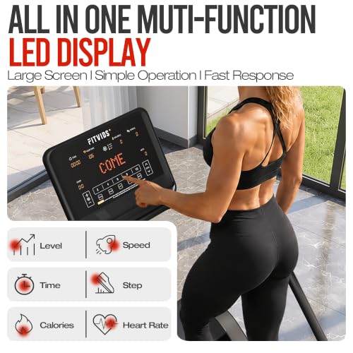 Fitvids Stair Stepper Machine, Commercial Grade Stair Climber with 15 Resistance Levels, Continuous Stair Stepping Machine for Cardio and Lower Body Workouts, LED Screen, Exercise Machine for Home Gym - color: Dark-Pro