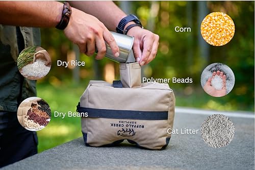 Buffalo Creek Supplies All Weather Durable Front and Rear Shooting Rest Bags, Rifle Rest Sand Bag for Bench Rest Shooting, Hunting, Target & Competitive Sports Shooting-Unfilled - color: Coyote Brown