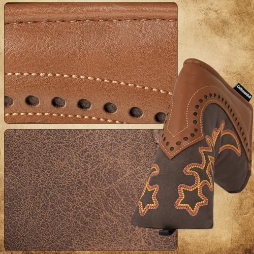 Craftsman Golf Cowboy Western Retro Brown Durable Golf Headcover Head Cover fits up to 460cc Driver for Fairway Wood Hybrids Rescue Putter Protector - style: Blade putter cover