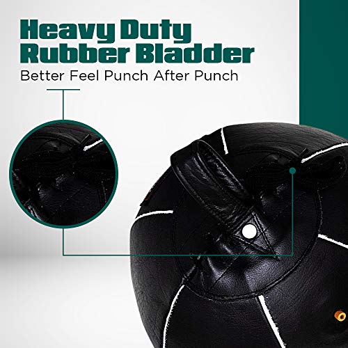 Genuine Leather Double End Boxing Punching Bag - Speed Striking & Dodge Training Ball for MMA, Muay Thai, Boxing, Gym Workout - Includes Cords & Hooks for Easy Setup - size: 7 Inch