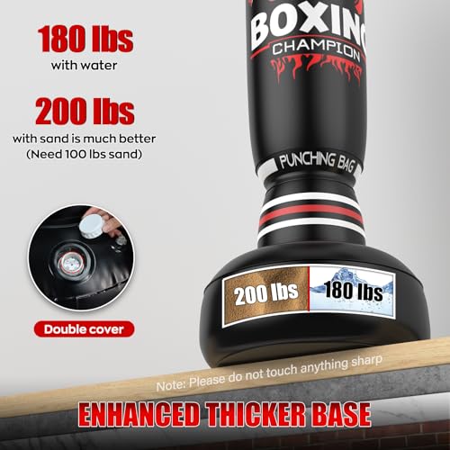 Freestanding Punching Bag for Adults Teens, 69'' Boxing Bag with Stand, Includes Boxing Gloves & Air Pump, Kick Boxing Training Equipment for MMA, Muay Thai, Kickboxing, Fitness for Beginners - color: Red