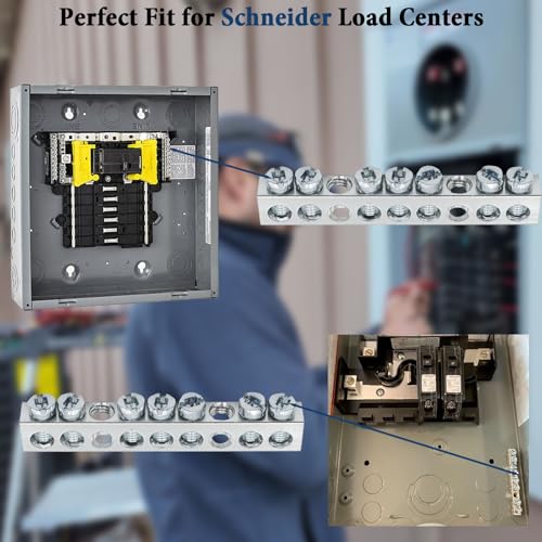 Ground Bar Kit for Square D 2 Pack | 7 Terminal Grounding Bar Compatible with Schneider Electric Load Centers - size: 7 Terminal