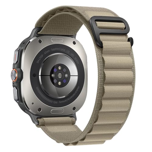 Trail Band for Samsung Galaxy Watch Ultra Bands 47mm Men/Women,Rugged Fabric Nylon Alpine Sport Loop Strap for Samsung Galaxy Watch 7 Ultra Band 47 mm 2024 Breathable Replacement Wristband - color: 06-Olive Green