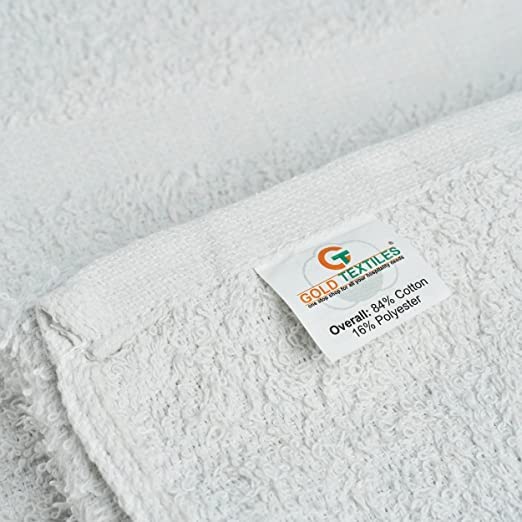 GOLD TEXTILES White Shop Towels Cotton [B Grade Towel] - 60 Pcs 20x40 Inches Shop Rags in a Box - Valuable Cleaning Rags Terry Towel for Industries, Automobiles and Commercial Use (60 Rags) - size: 60 Pack B Grade
