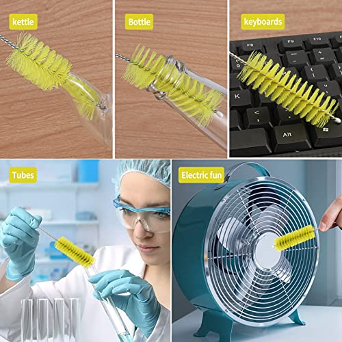 CiaraQ Bottle Cleaning Brushes, 8 Inch Nylon Tube Brush Set | Yellow Cleaner for Narrow Neck Bottles Cups with Hook, Set of 10pcs. - color: Yellow, size: 8.0 Inch (10pcs)