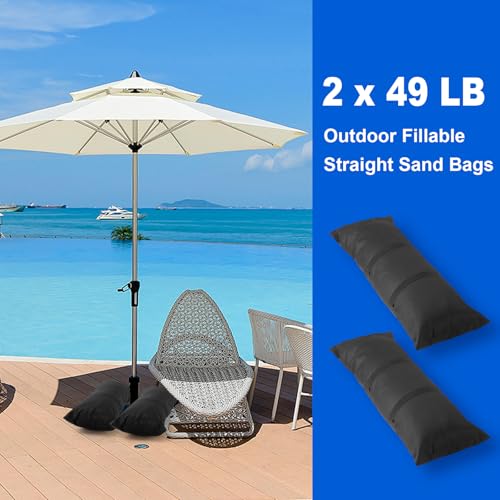 Umbrella Base Weight Sandbags, Outdoor Fillable Straight Sand Bags, Weatherproof Patio Furniture Weight for 49 LB (Without Sand)-2PC