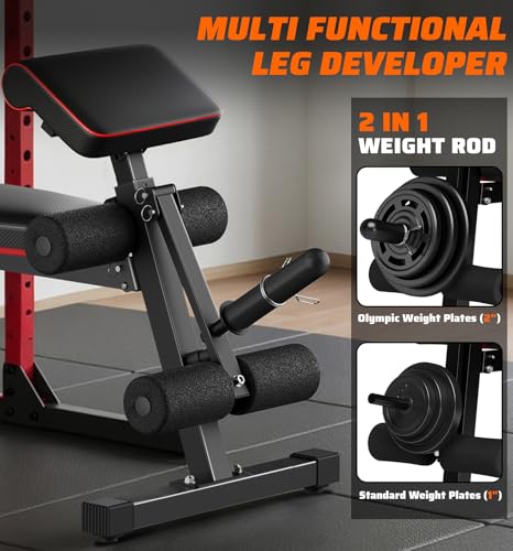 Workout Bench, Adjustable Weight Bench with Leg Extension and Extended Headrest, 900LBS, Incline Decline Flat Workout Bench for Home Gym Full Body Exercise