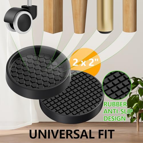 Non Slip Furniture Pads - 2" Anti Skid Caster Cups, 12PCS Round Furniture Coasters for Hardwood Floors, Anti Slide Furniture Cup Bed Couch Floor Protectors,Furniture Stoppers to Prevent Sliding(Black) - size: 2" 12pcs Black