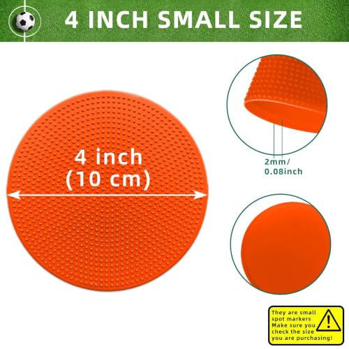 12/24Pcs Poly Spot Markers 4 inch/9 inch Non-Slip Rubber Agility Training Markers Floor Dots Flat Field Cones for Football Basketball Soccer School Exercise Drills Gym Dance Practice 6 Colors - style: 4 inch 12 Pcs Orange Red (TPE)