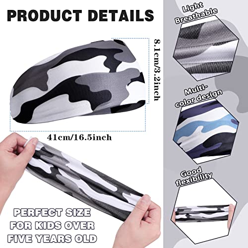 Deekin 6 Pcs Sweatbands for Kids Soccer Headbands Boys for Sports Breathable Sweat Wicking Headband for Kids Athletic Baseball Football Youth 5-15 Years Old - color: Camouflage Color