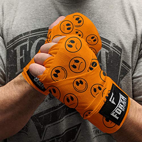 Forza Sports 180" Mexican Style Boxing and MMA Handwraps - color: Smileys Orange
