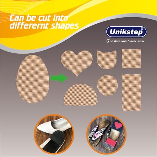 UNIKSTEP 6 Pairs (12 Pieces) Shoe Sole Non Slip Pads, Anti Skid Self Adhesive Rubber Grips, Shoe Bottom Front Sole and Heel Noise Reduction Protector Cushions (Khaki) - color: Khaki