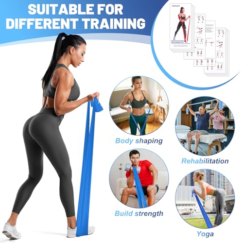 5 Pcs Resistance Bands, Professional Exercise Bands Elastic Stretch Bands for Fitness Yoga Pilates Stretching Strength Training, Workout Bands for Women and Men Home Gym - color: Blue, size: 1.5m
