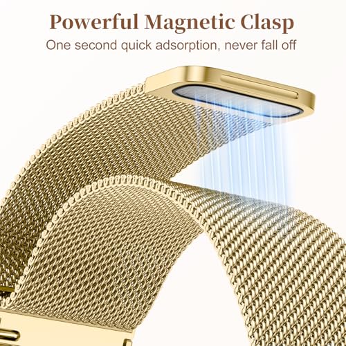 Getino Magnetic Metal Strap Compatible with Galaxy Watch 7 Band, Galaxy Watch 6 Classic Band FE 5 Pro 4 Active 2, 20mm Milanese Floral Dressy Wristband for Samsung Watch Bands Women 40mm 44mm 45mm - color: Gold