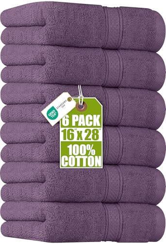 Utopia Towels 6 Pack Premium Hand Towels Set, 16 by 28 inches, 100% Ring Spun Cotton, Ultra Soft and Highly Absorbent 600GSM Towels for Bathroom, Gym, Shower, Hotel, and Spa, Plum - color: Plum, size: 6 Hand Towels
