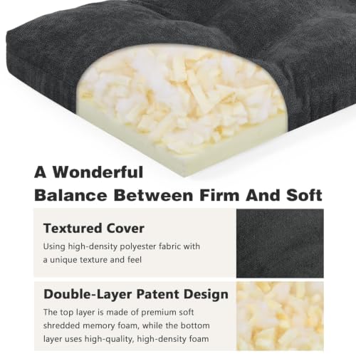 baibu 42 Inch Memory Foam Bench Cushion, Dual-Layer Patent Design Non-Slip Indoor Bench Cushion with Ties, 42x15x3Inch, Black - color: Black, size: 42x15x3 Inch (Pack of 1)