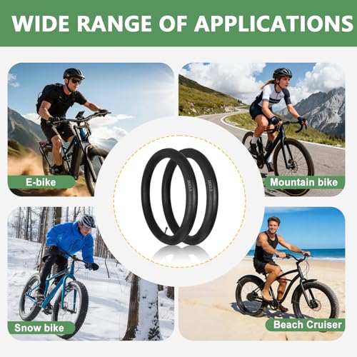 2 Pack of Fat Tire Bike Inner Tubes, 20/24/26 X4.0 Heavy Duty Bike Tube, Inner Tube with 32mm Schrader Valve for Snow Mountain Bike E-Bike - size: 26X3.0 (2 Pack)