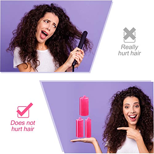 40 Pieces Sponge Hair Rollers Satin Rollers Silk Foam Roller Women Hair Curlers with Duck Teeth Clips for Hairdressing Styling(Rose Red) - color: Rose Red