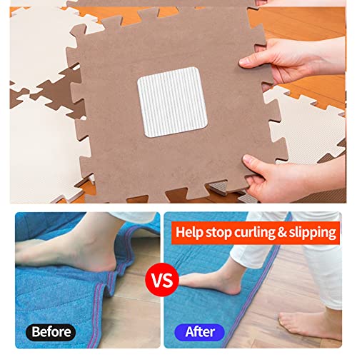 Rug Pad Gripper for Hardwood Floor Non-Slip Vacuum Tech Invisible Carpet Gripper Pads Self Adhesive Carpet Grips for Tile Washable Cuttable Rug Corner Grippers 4Pcs - size: 4 PCS