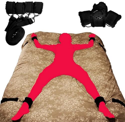 BDSM Bondaged Restraints Kit for Couples Under King Bed Bondage Resistant Queen Size Bed Restraints for Ankles and Wrists Bar Women Handcuff Sex Resistance Bands Bed Couples Sexy Gift Sets Sweater
