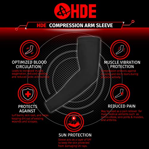 HDE Arm Compression Sleeves for Kids Basketball Shooting Sleeve Youth Sports Cooling Sun Protection Football Baseball 1 Pair - color: Black, size: Youth Medium