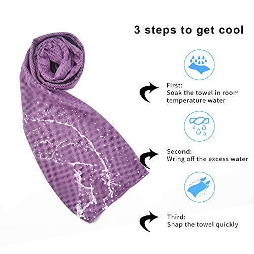 Sports Towel for Instant Cooling Relief Microfiber Towels for Golf Workout Swimming Gym Yoga Travel Camping Fitness 40"x12" Sweat Towel (Purple 2 Pack) - color: Purple 2 Pack
