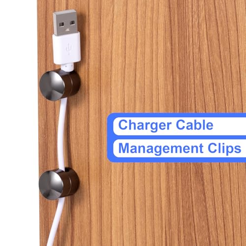 SmallCat 5 Sets Charger Holders for Cords, Black Adjustable Cable Anchor Holders, Adhesive Metal Cord Clips, Cable Management Wire Organizers for Desk, Office, Nightstand - color: Black, size: 5 Sets