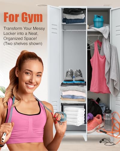 Piffny Locker Organizer Shelf， Adjustable Width and Height, Ideal Locker for School, Office, and Gym Lockers… (Pink) - color: Pink