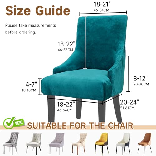 Velvet Wingback Dining Chair Cover Soft Stretch Accent Chair Cover Slipcover Thick Plush Wing Back Chairs Covers Furniture Protect Washable Chairs Protector Covers for Dining Room (Peacock Blue, 2) - color: Peacock Blue