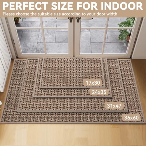 YDKGL Door Mat 31x47, Dirt Resistant and Absorbent, Non-Slip Rubber Backing Floor Mats, Easy Clean Low-Profile Doormat for Entryway, Front Door, Inside Entrance Brown - color: A- Brown, size: 31"x47"