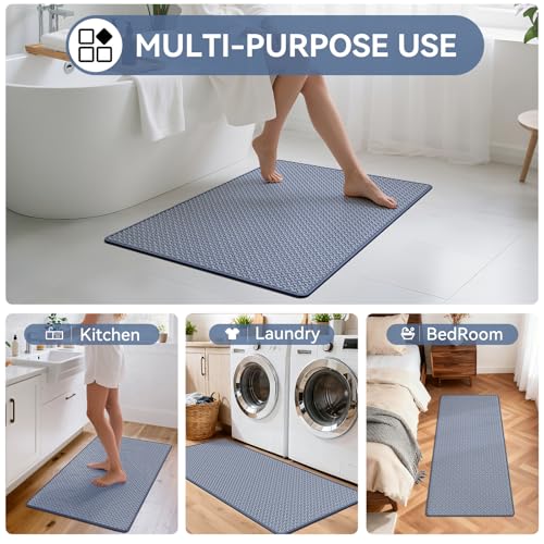 YDKGL Bathroom Rugs Non Slip, Extra Soft Absorbent Quick Dry Bath Mats, Foam Weave Texture Thin Bath Rugs Washable with Rubber Backing, 24" x 48“ - color: Blue, size: 24"x 48"