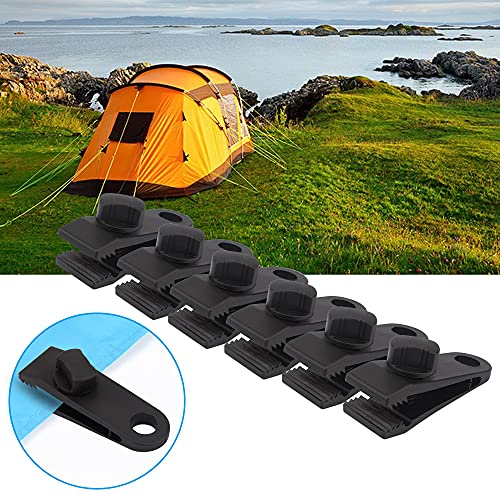AOPRIE 10 Sets of Bungee Balls and Tarp Clips Black 6 Inches Ball Bungee Cord Heavy Duty Lock Grip Clamps Shark Fasteners Holder for Camping Tents Cargo Pool Awning Car Cover Holding Wire Hoses - size: 6 In Clips