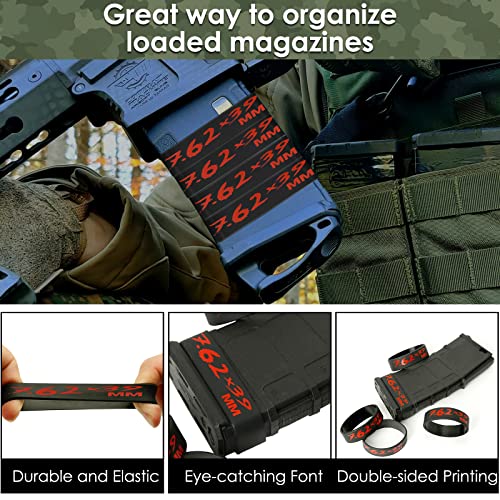 Aolamegs 5/10 Pack Magazine Bands - 5.56 Nato, 300 Blackout, 300 Subsonic, .223 Remington, .308 Winchester, 7.62x39 Magazine Marking Band, Durable Silicone Ammo Caliber Bands for Magazine Identification (2 Colors) - color: 7.62x39-blackred(5pcs)