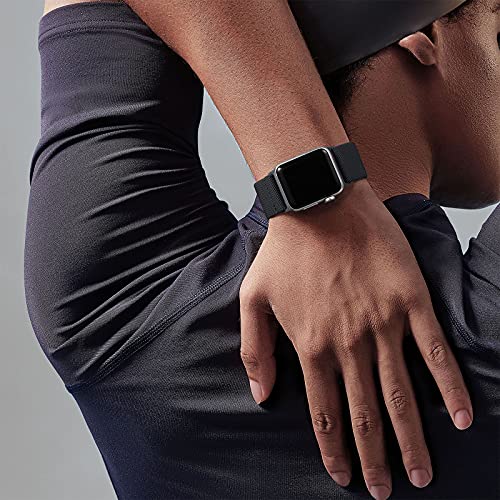 Adorve Stretchy Band Compatible with Apple Watch Bands Ultra 3/2/1 49mm 46mm 45mm 44mm 42mm 41mm 40mm 38mm Men Women, Soft Nylon Elastic Braided Strap Fits for iWatch Series 11/10/9/8/7/6/5/4/3/SE3-1 - color: Black/Navy Blue/Army Green/Gray/Red Green Blac